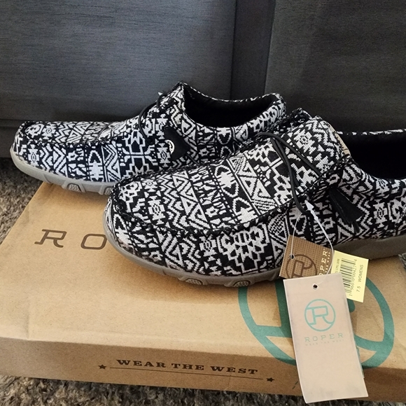 Roper Shoes - Roper Black and White Patterned Shoes
